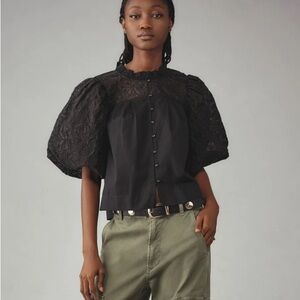 NWT STUNNING ANTHROPOLOGIE BY MAEVE PUFF SLEEVE EMBELLISHED BLOUSE SOLD OUT